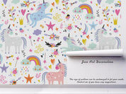 3D Cartoon Rainbow Unicorn Wall Mural Wallpaper 48- Jess Art Decoration