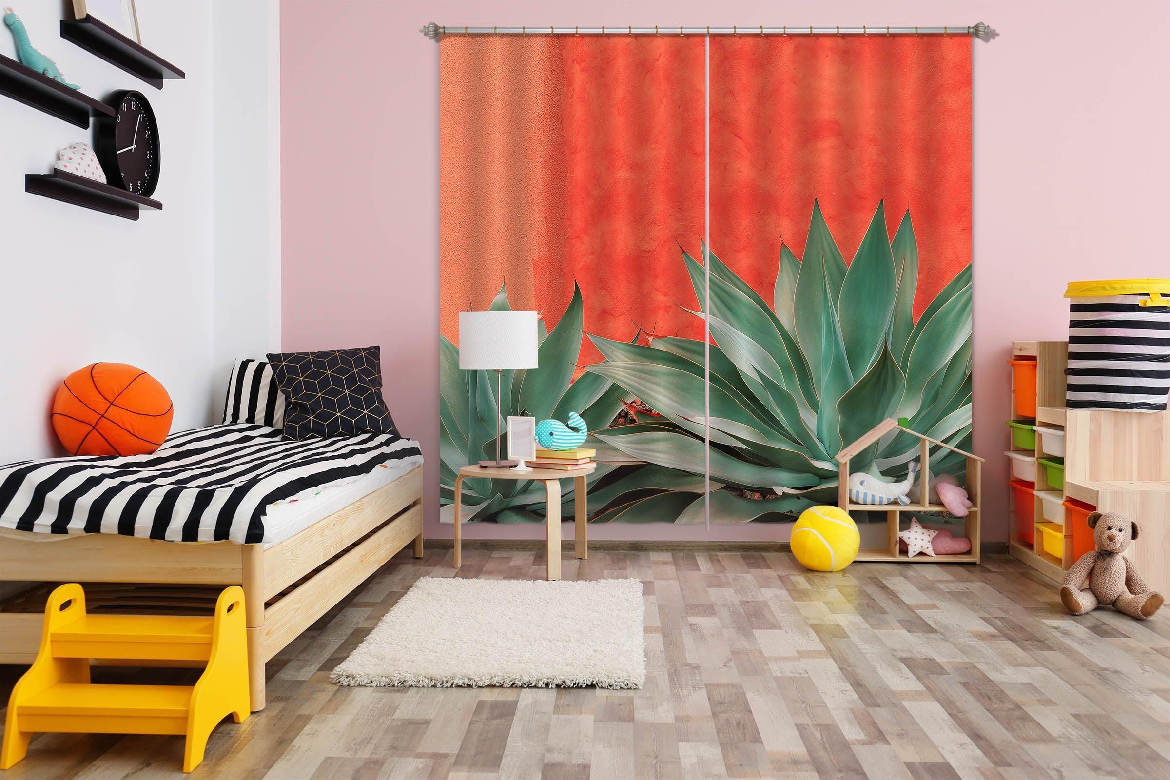 3D Plant Orange Curtains and Drapes LQH A864- Jess Art Decoration