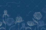 3D Hand Drawn Blue Floral Wall Mural Wallpaper LQH 229- Jess Art Decoration