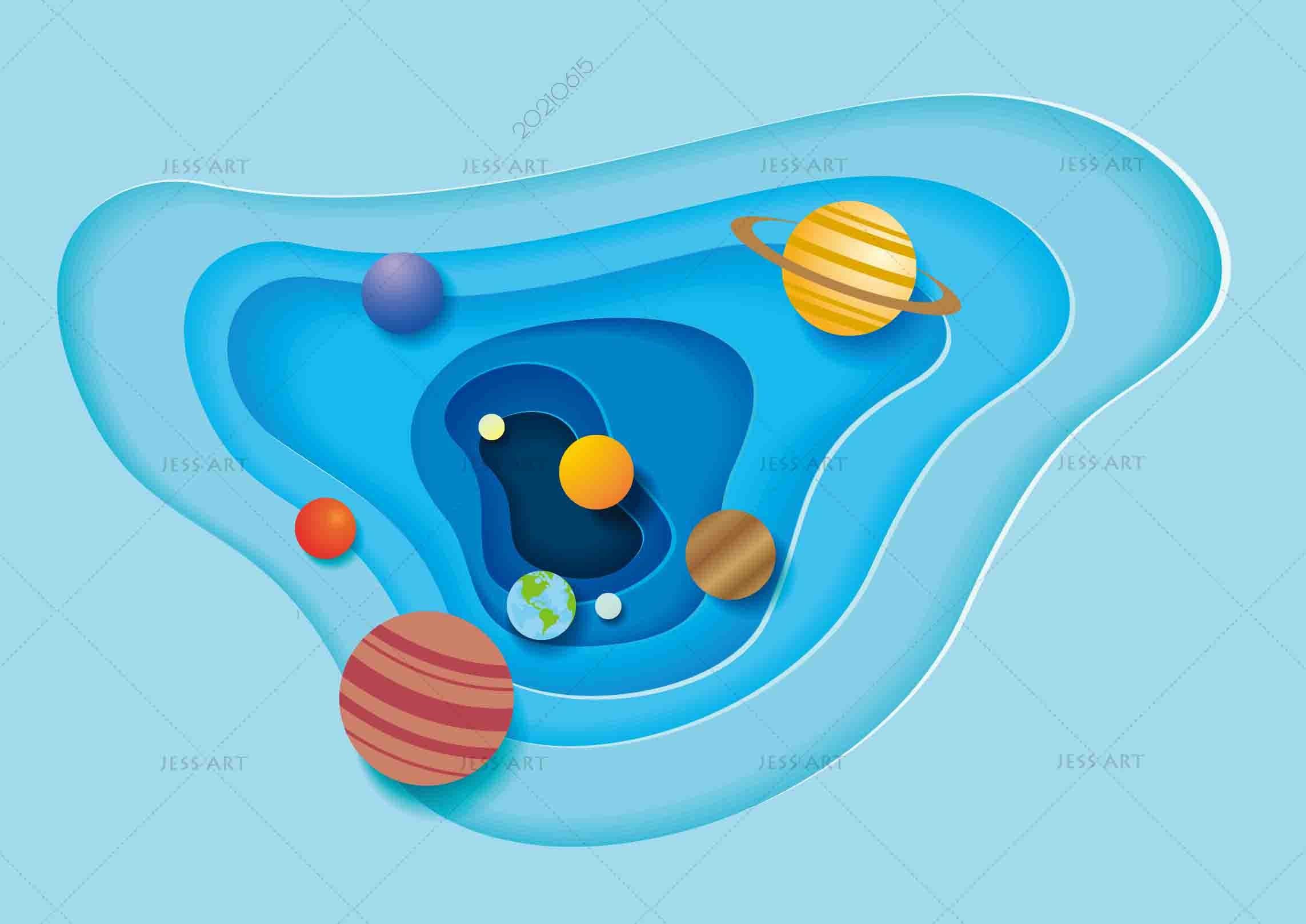 3D Paper Cut Space Planet Wall Mural Wallpaper SWW2505- Jess Art Decoration