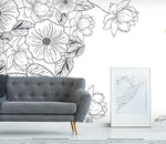 3D simple black white flower pen wall mural  Wallpaper 51- Jess Art Decoration
