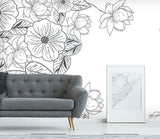3D simple black white flower pen wall mural  Wallpaper 51- Jess Art Decoration
