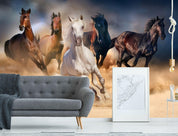 3D colorful horse galloping wall mural  Wallpaper 19- Jess Art Decoration