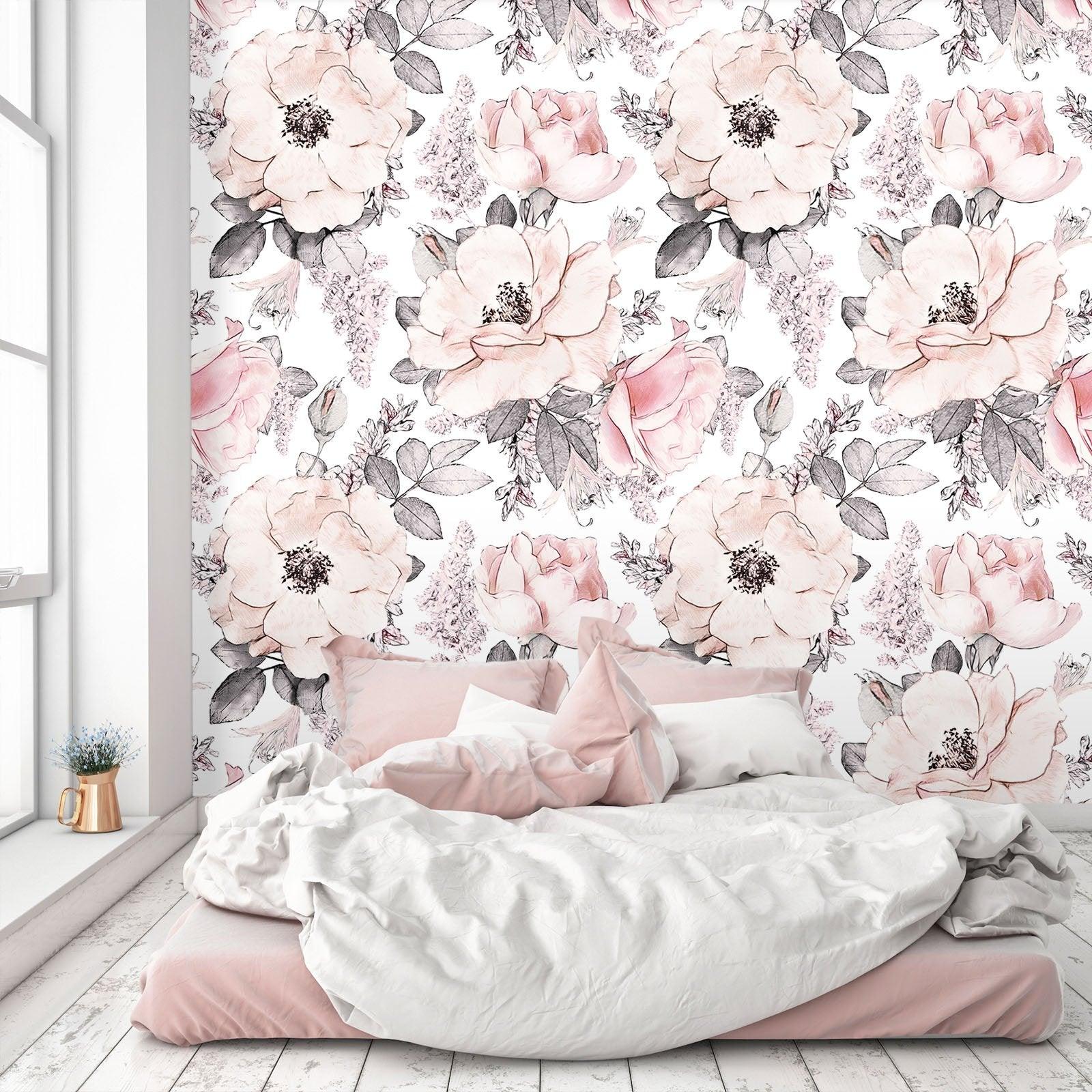 3D Pink Blooming Flower 141 Wall Murals