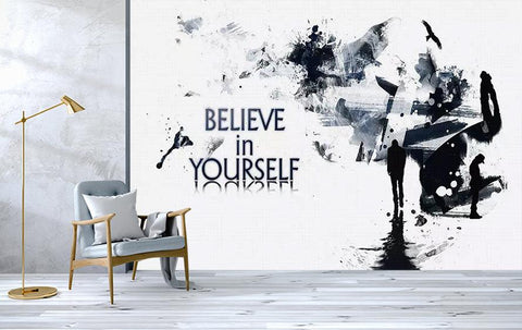 3D black white abstract painting letter wall mural wallpaper 33- Jess Art Decoration