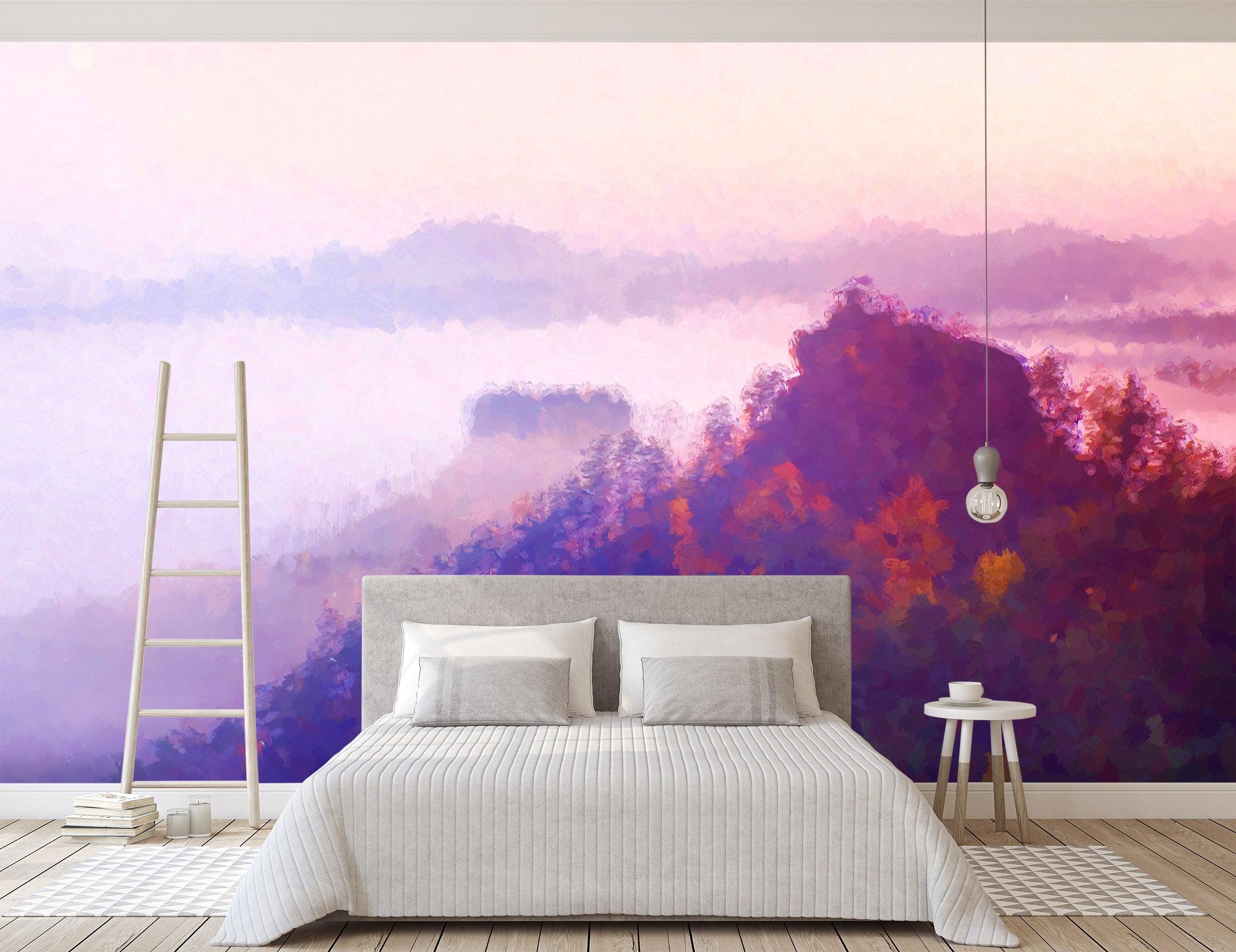 3D mountain forest oil painting wall mural  Wallpaper 17- Jess Art Decoration