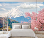 3D sakura snow mountain wall mural wallpaper 8- Jess Art Decoration