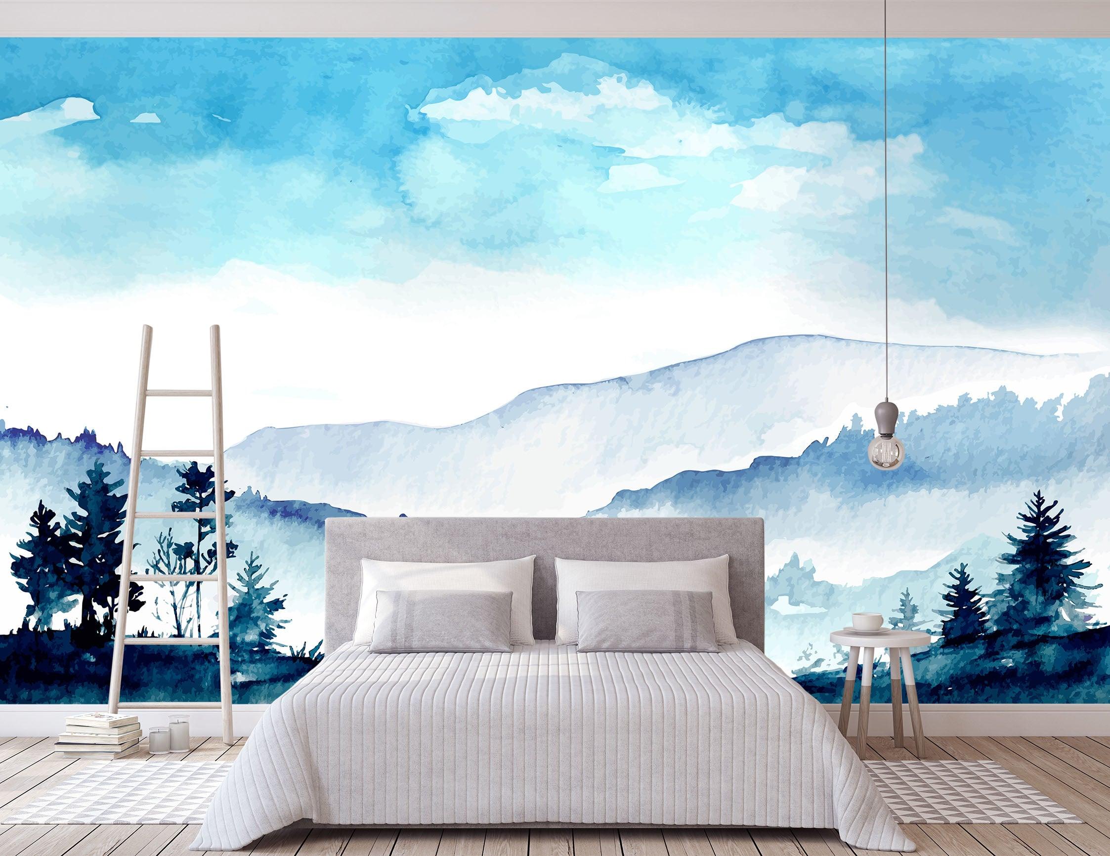 3D blue hills wall mural wallpaper 26- Jess Art Decoration