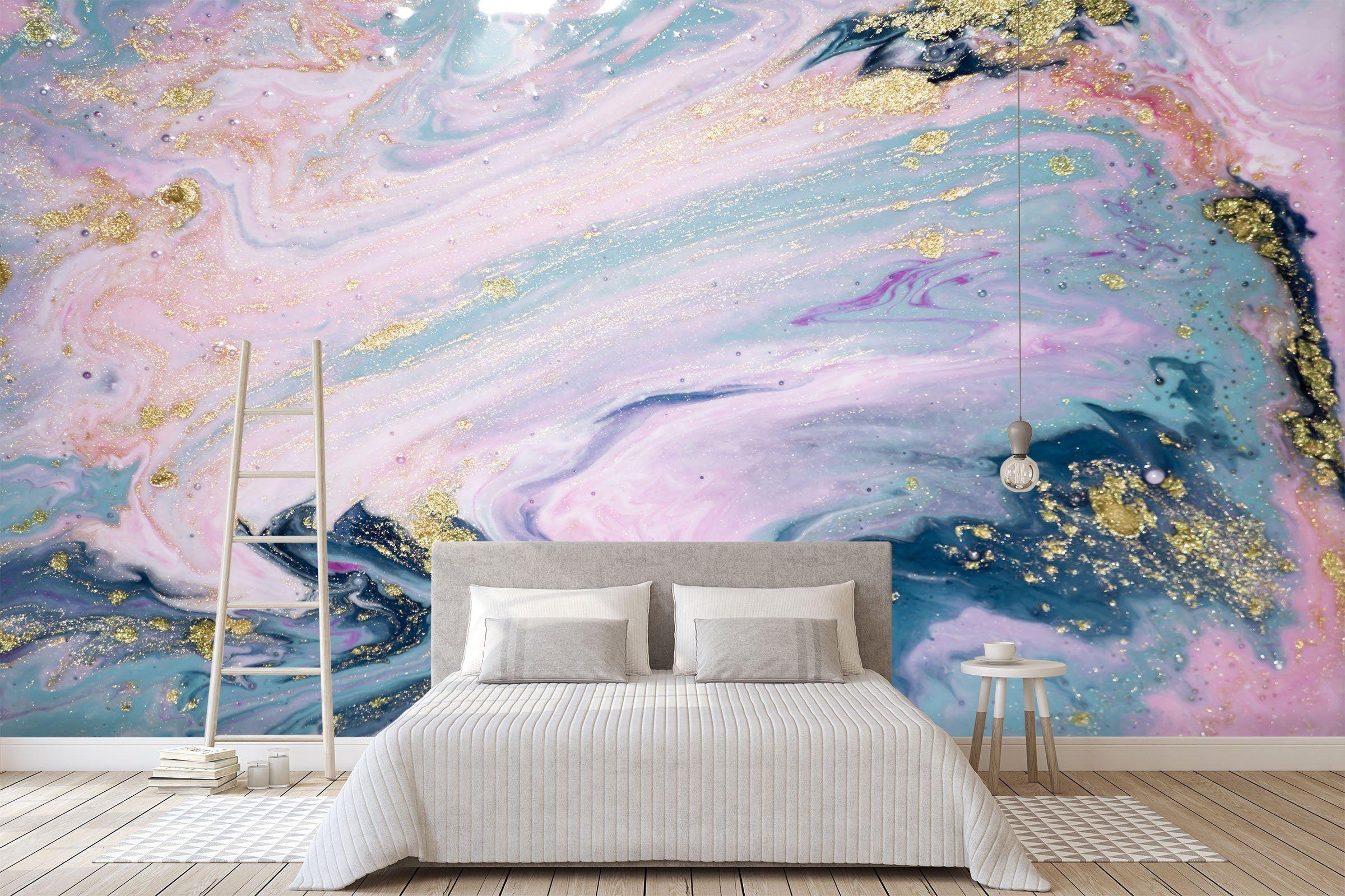 3D Abstract Pink Gilding Marbling Wall Murals 76- Jess Art Decoration