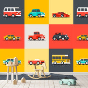 3D color cartoon car square wall mural  Wallpaper 40- Jess Art Decoration