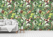 3D Tropical Leaves Dinosaur Wall Mural 239- Jess Art Decoration