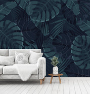3D black plant leaf stripe wall mural  Wallpaper 32- Jess Art Decoration