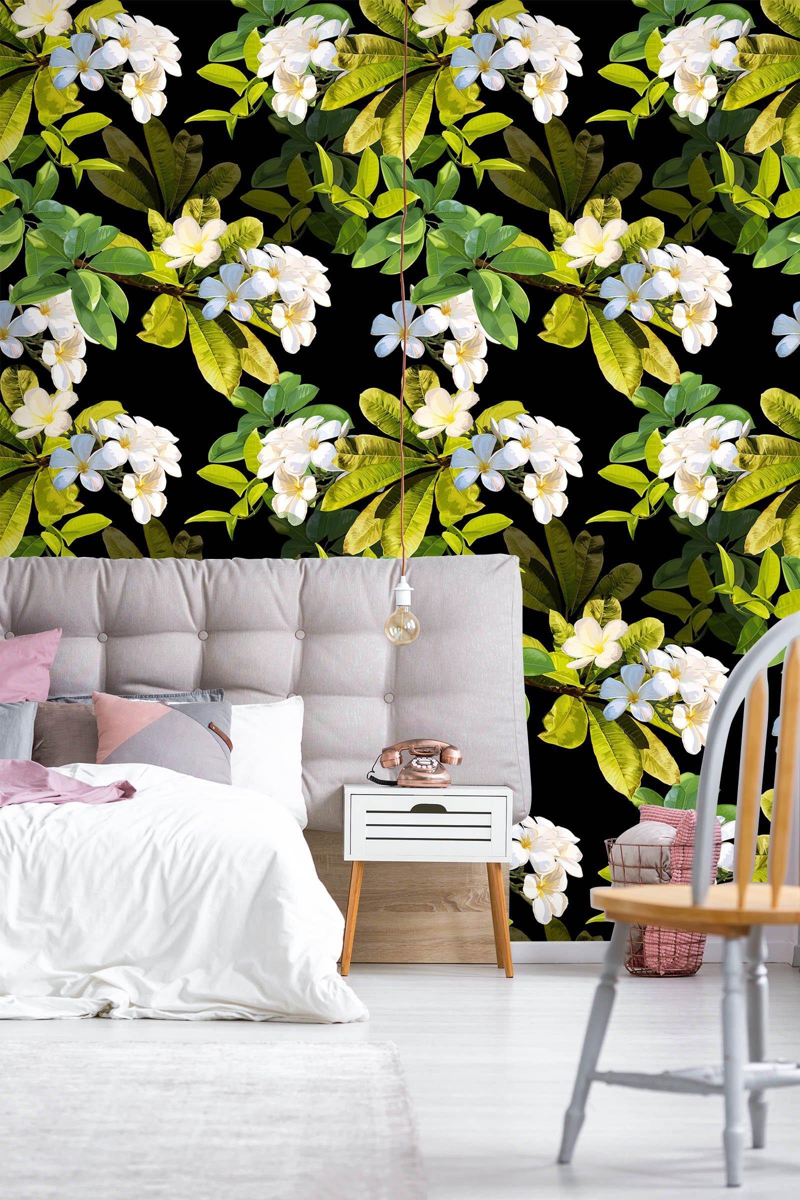 3D Blooming White Flower 44 Wall Murals