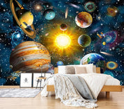 3D sun color planet universe wall mural wallpaper 279- Jess Art Decoration