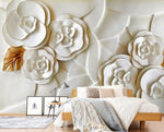 3D Embossed White Flower 145 Wall Murals