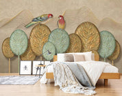 3D birds leaf relief wall mural wallpaper 443- Jess Art Decoration