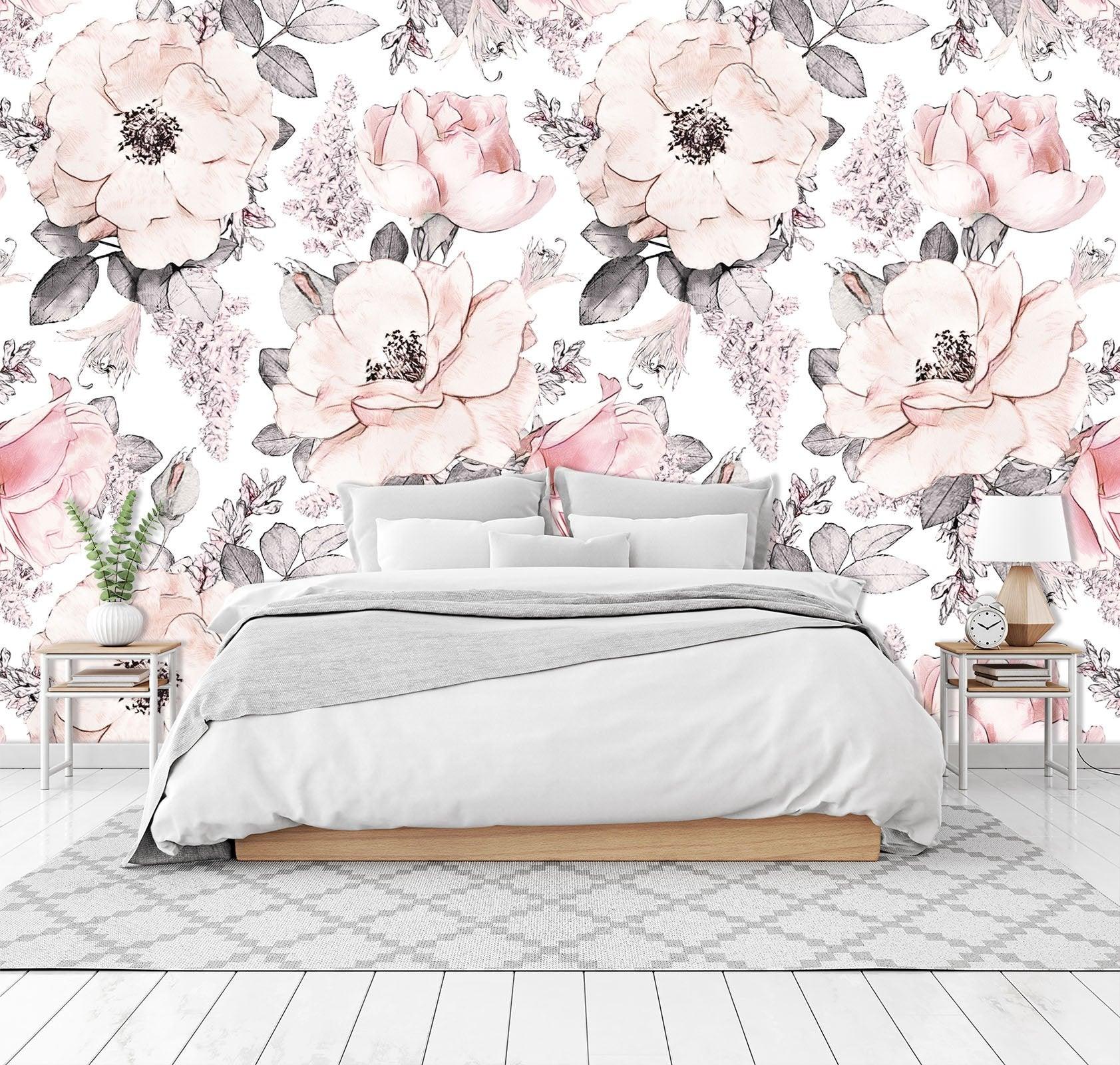 3D Pink Blooming Flower 141 Wall Murals