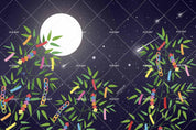 3D Starry Sky Moon Bamboo Plant Colorful Decoration Scenery Wall Mural Wallpaper LXL- Jess Art Decoration