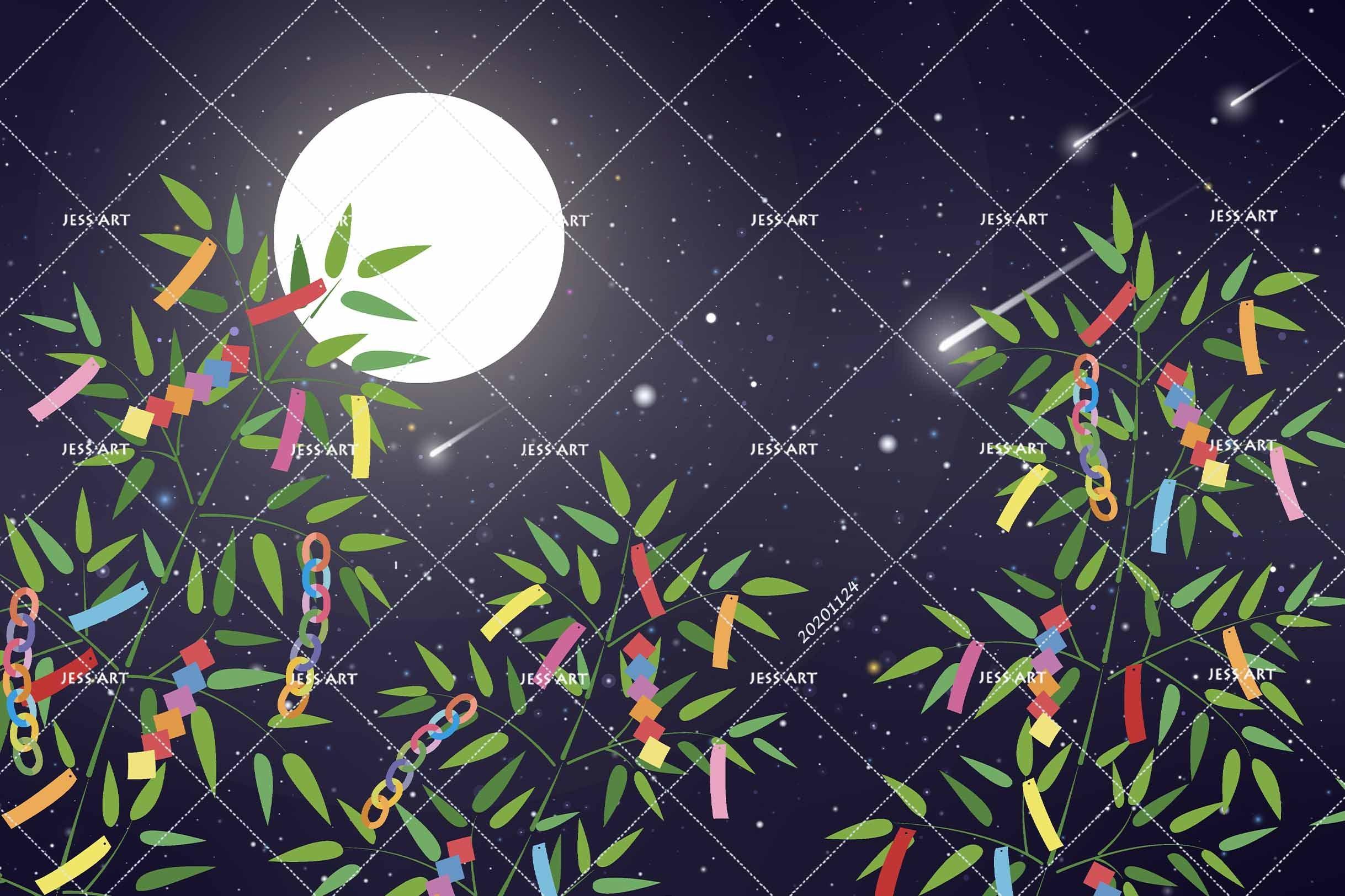 3D Starry Sky Moon Bamboo Plant Colorful Decoration Scenery Wall Mural Wallpaper LXL- Jess Art Decoration
