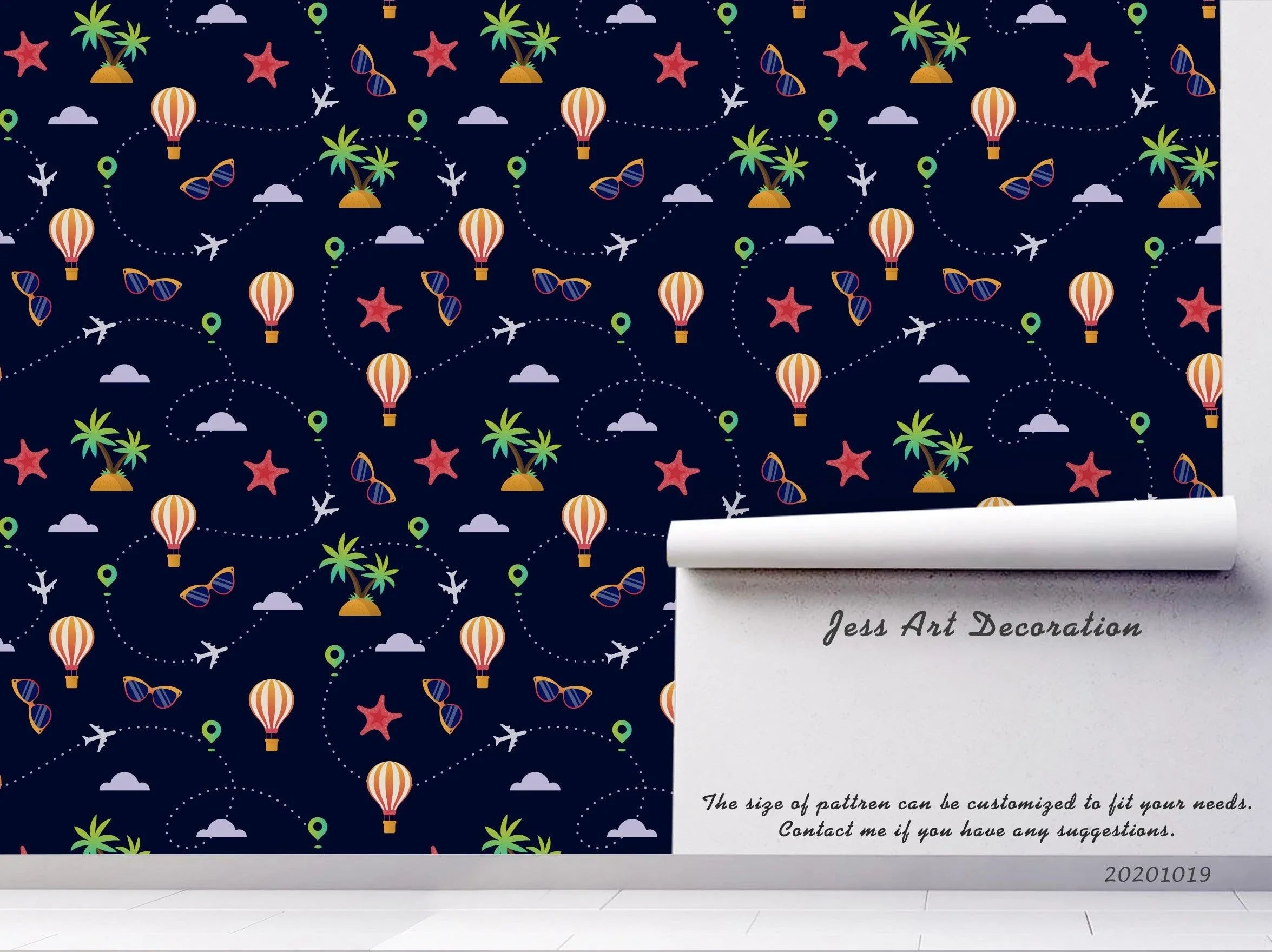 3D Plane Hot Air Balloon Wall Mural Wallpaper WJ 6828- Jess Art Decoration