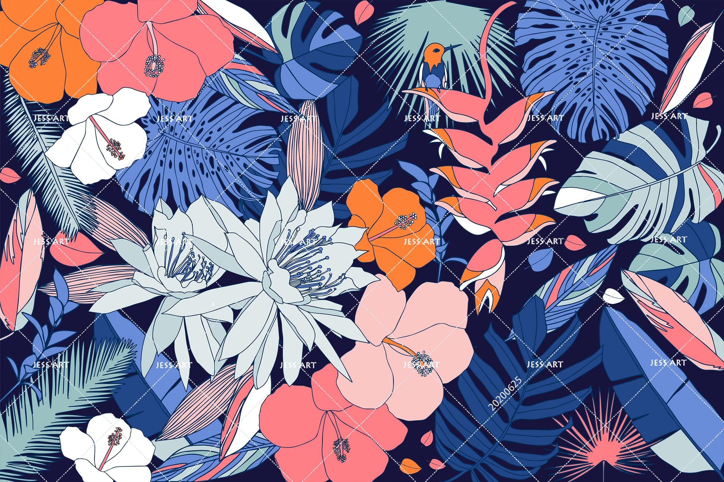 3D Tropical Blue Leaves Wall Mural Wallpaper A309 LQH- Jess Art Decoration