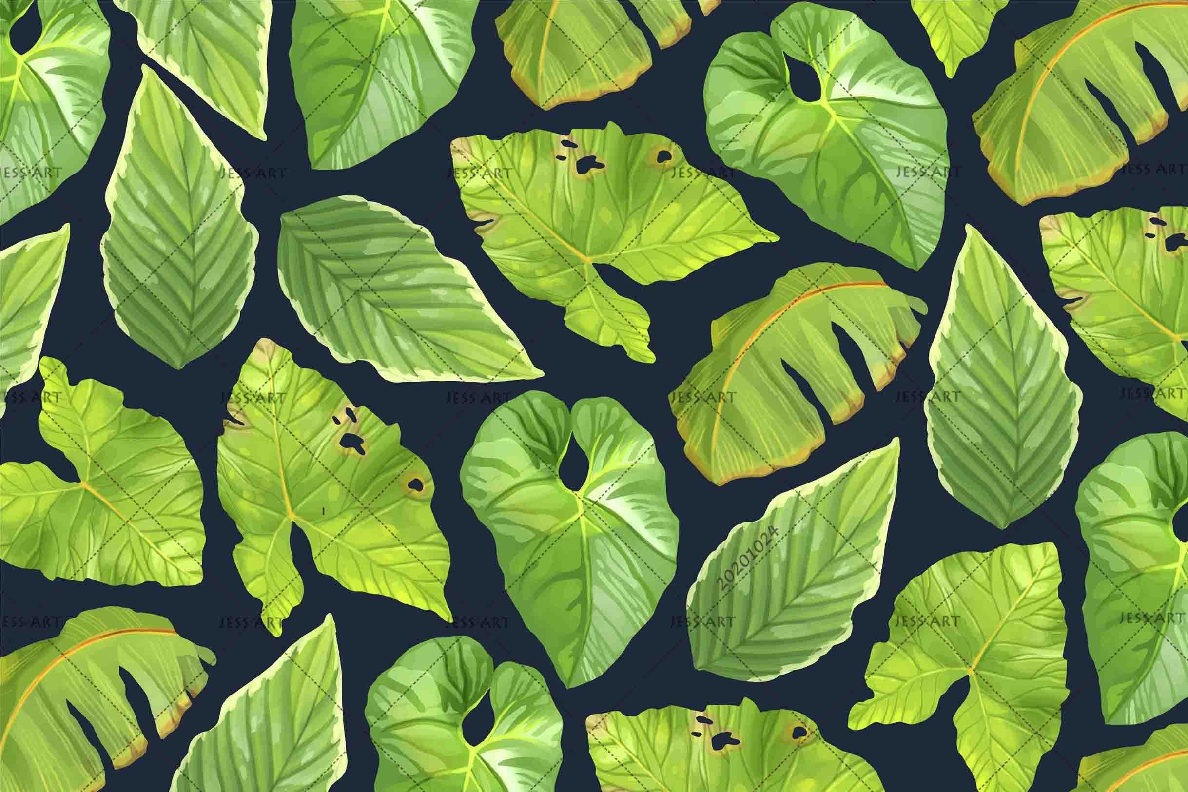 3D Tropical Leaves Plant Nature Wall Mural Wallpaper WJ 6834- Jess Art Decoration