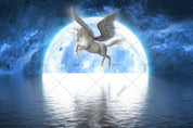3D Moon Night Sea Pegasus Wall Mural Wallpaper LQH 134- Jess Art Decoration