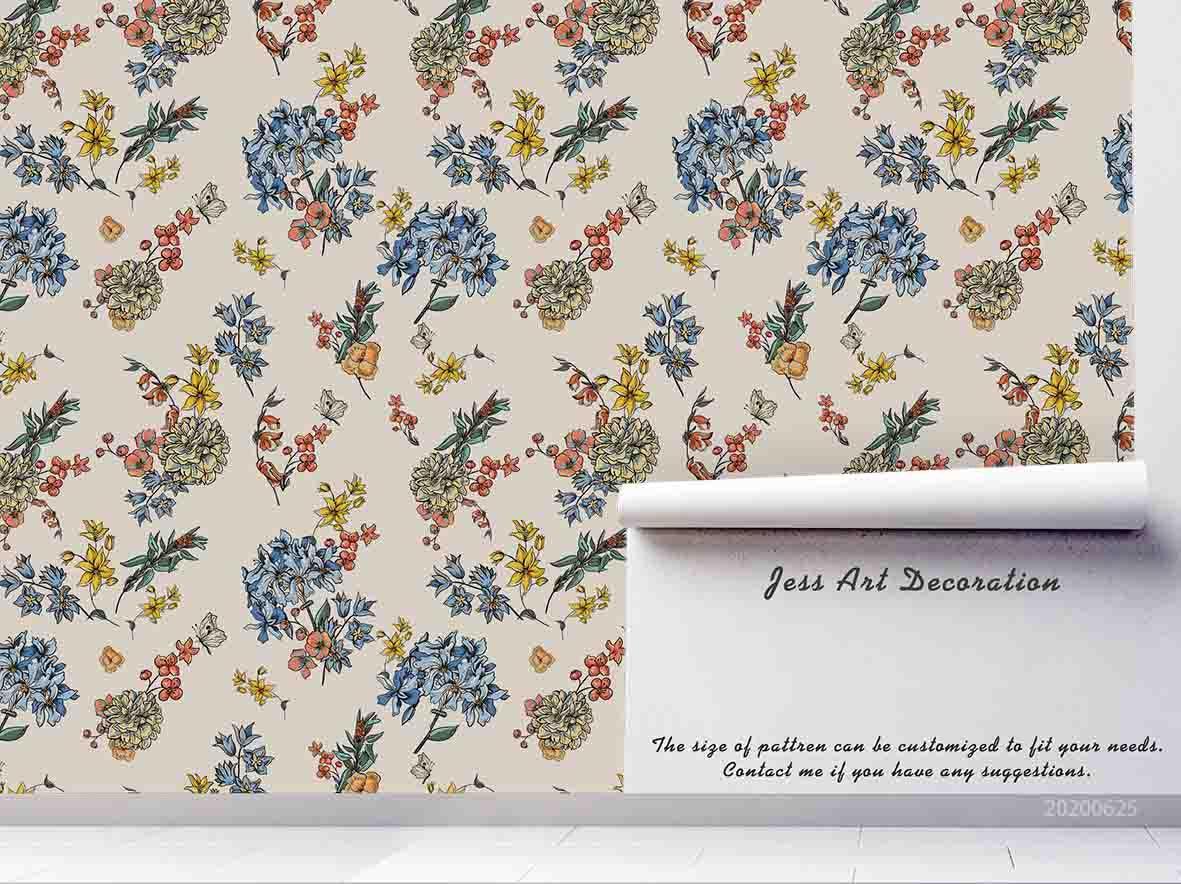3D Retro Pink Floral Design Wall Mural Wallpaper A329 LQH- Jess Art Decoration