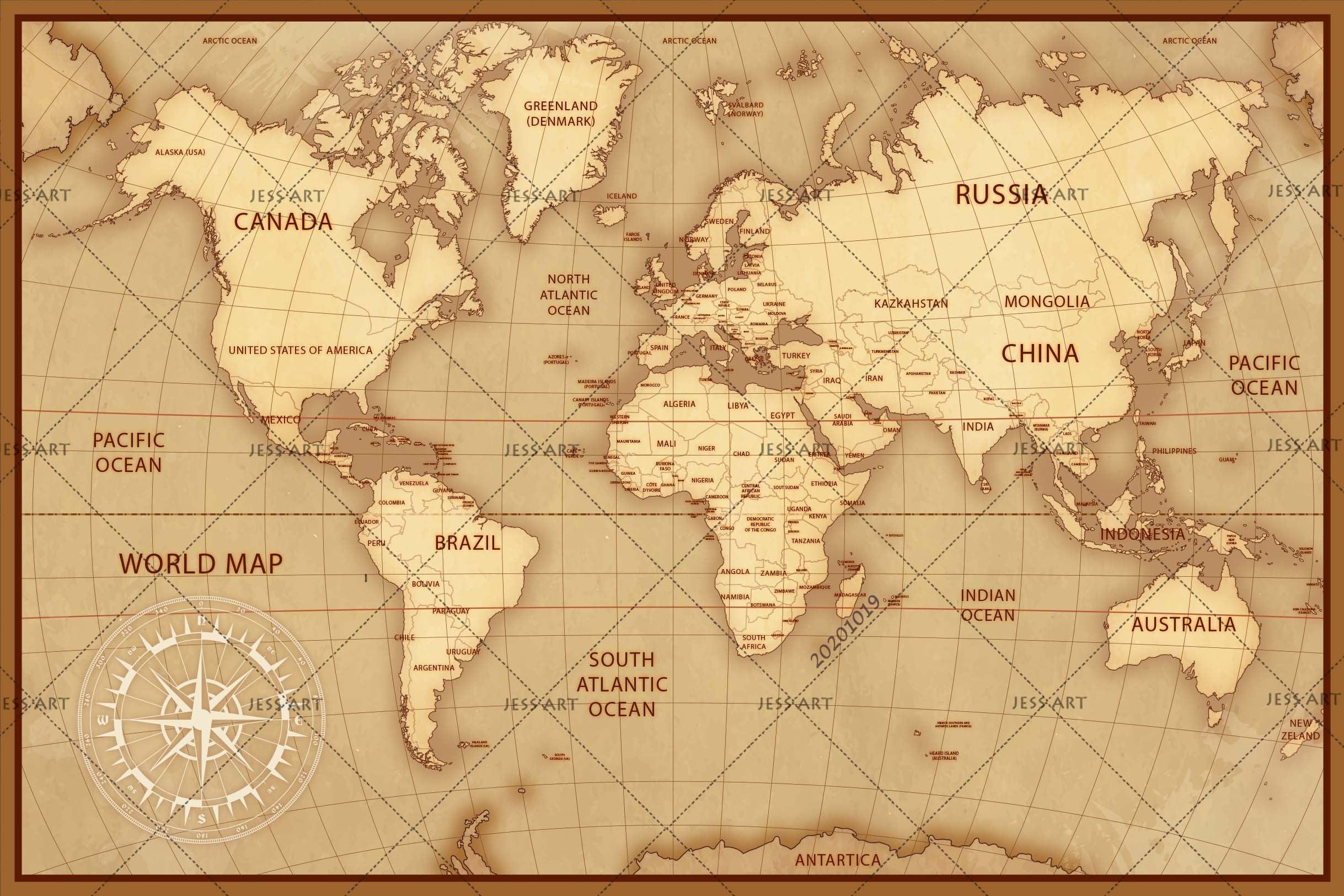 3D Vintage Nautical World Map Wall Mural Wallpaper WJ 9471- Jess Art Decoration