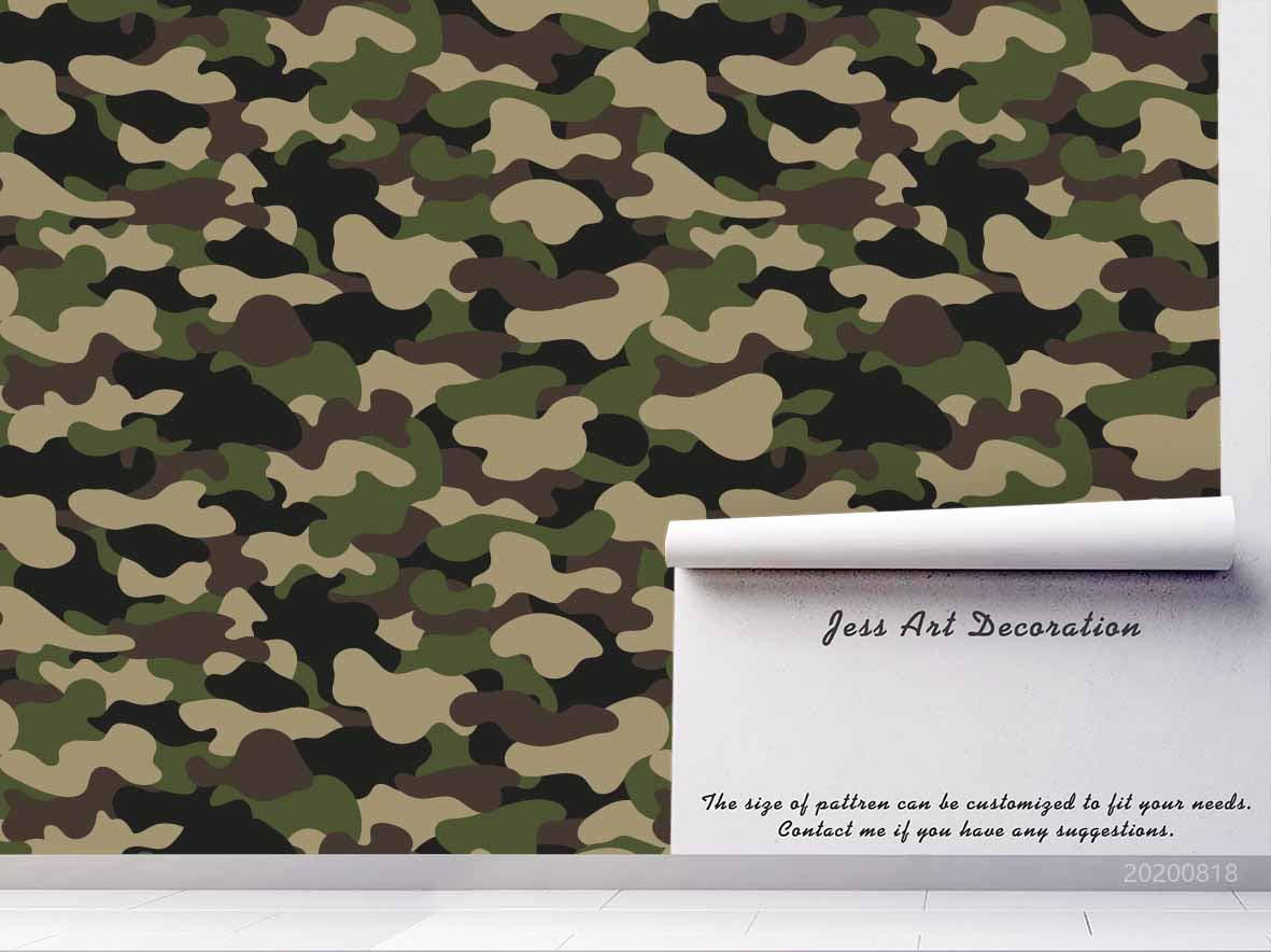 3D Vintage Camouflage Pattern Wall Mural Wallpaper LXL 1149- Jess Art Decoration