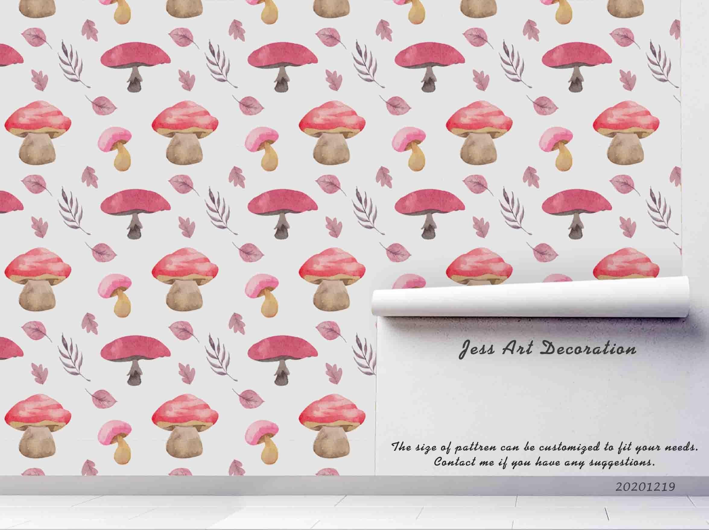 3D Hand Drawn Red Mushroom Wall Mural Wallpaper LQH 121- Jess Art Decoration