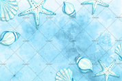 3D Watercolor Blue Starfish Shell Wall Mural Wallpaper LQH 4- Jess Art Decoration