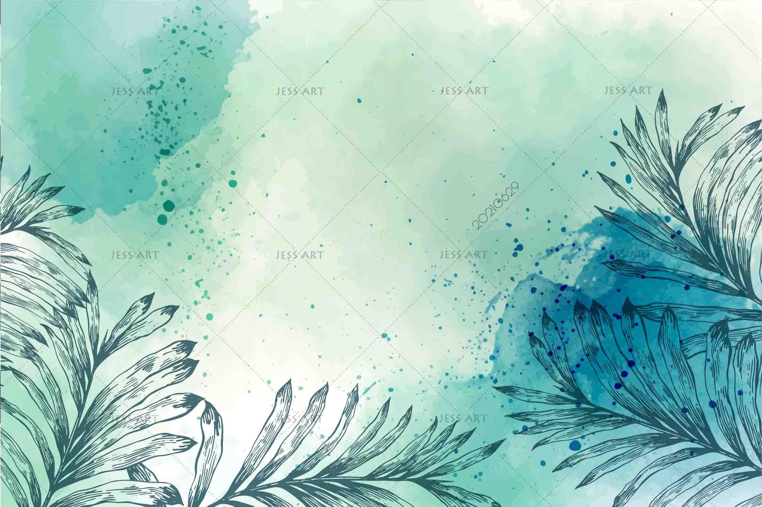 3D Watercolor Green Leaf Wall Mural Wallpaper LQH 99- Jess Art Decoration