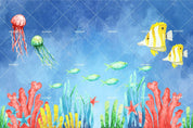 3D Watercolor Ocean World Fishes Wall Mural Wallpaper WJ 3132- Jess Art Decoration
