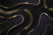 3D Winding Golden Lines Black Background Wall Mural Wallpaper SWW555- Jess Art Decoration