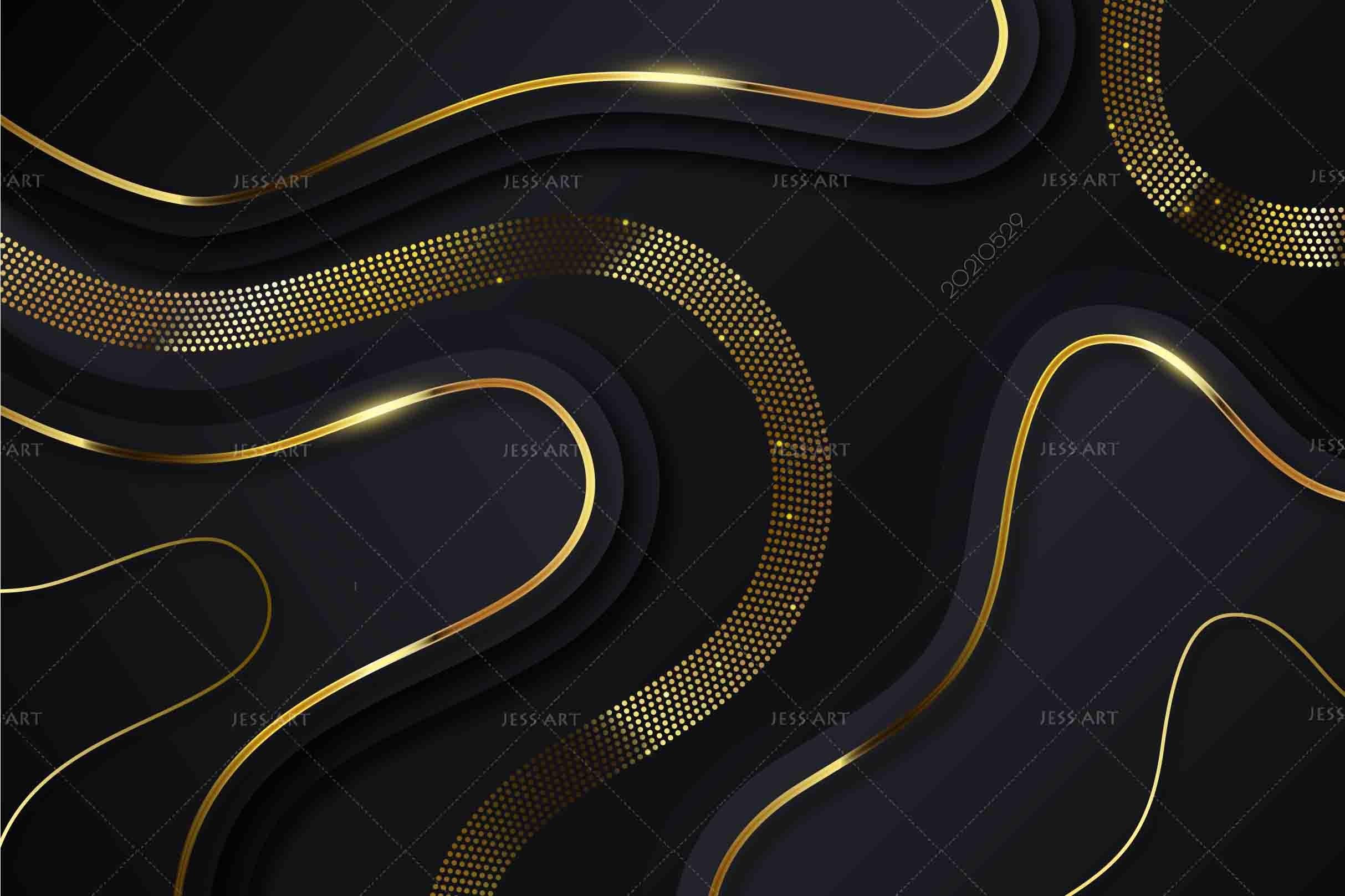 3D Winding Golden Lines Black Background Wall Mural Wallpaper SWW555- Jess Art Decoration