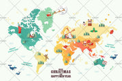 3D Watercolor World Map Christmas Mural Wallpaper WJ 9502- Jess Art Decoration