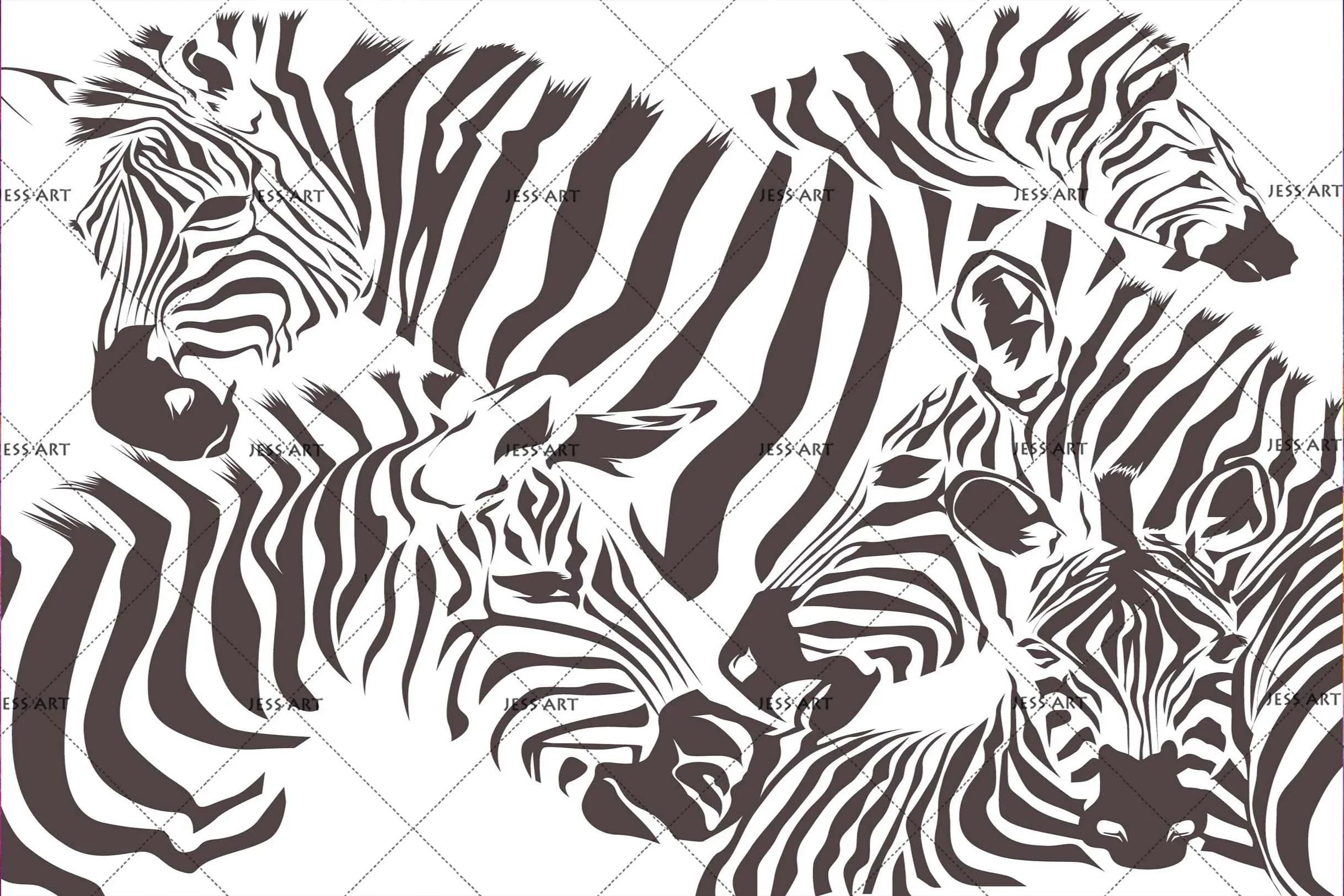 3D Freehand Sketching Black White Animal Zebra Wall Mural Wallpaper ZY D127- Jess Art Decoration