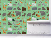 3D Cartoon Animal Green Wall Mural Wallpaper A193 LQH- Jess Art Decoration